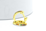 Sterling Silver Rainbow Created Sapphire Yellow Gold Hoop Earrings