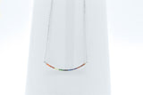 Sterling Silver Created Rainbow Sapphire 2 Row Bar Pendant Necklace