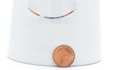 Sterling Silver Created Rainbow Sapphire 2 Row Bar Pendant Necklace