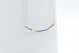 Sterling Silver Created Rainbow Sapphire 2 Row Bar Pendant Necklace