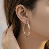 Sterling Silver & Three-Tone Gold Hoop Earrings— Polished Hoops, 14k Gold Overlay, Twisted, Twist, Warped