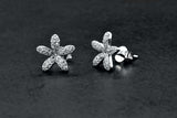 Sterling Silver Vintage Style Micro Pave Daisy Flower Stud Earrings