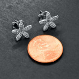 Sterling Silver Vintage Style Micro Pave Daisy Flower Stud Earrings