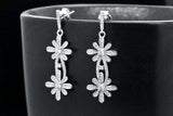 Sterling Silver Vintage Style Floral Daisy Flower Dangle Post Earrings