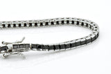 925 Sterling Silver Created Black Sapphire Princess Cut Tennis Bracelet