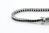 925 Sterling Silver Created Black Sapphire Princess Cut Tennis Bracelet