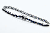 925 Sterling Silver Princess Cut Blue Sapphire Tennis Bracelet