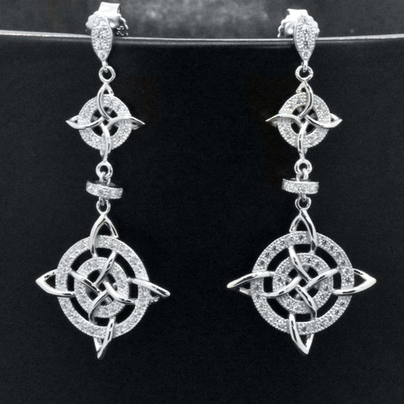 Sterling Silver Vintage Style Double Halo Circle Cross Post Earrings