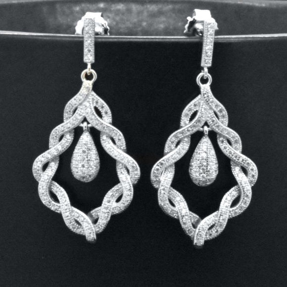 Sterling Silver Floral Vintage Style Braided Curved Flower Post Earrings