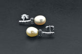 Sterling Silver Vintage Style Pearl Stud Oxidized Earrings