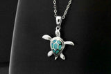 Sterling Silver Blue/Green Opal Turtle Salt Life Pendant Necklace