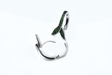 Sterling Silver Created Green Emerald Leaf Floral Flower Hoop Huggie Earrings