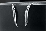 Sterling Silver Vintage Style Dainty Feather Wings French Wire Earrings