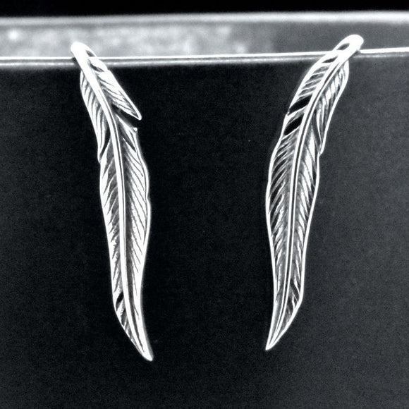 Sterling Silver Vintage Style Dainty Feather Wings French Wire Earrings