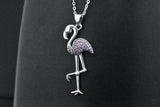 Sterling Silver Created Pink Sapphire Flamingo Pendant Necklace