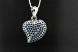 Sterling Silver Created Blue Sapphire Heart Pendant Necklace