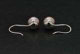 Sterling Silver Natural Dark Pink FreshWater Pearl French Wire Earrings