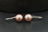 Sterling Silver Natural Dark Pink FreshWater Pearl French Wire Earrings