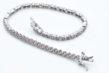 925 Sterling Silver Sapphire Dainty Tennis Milgrain Bracelet