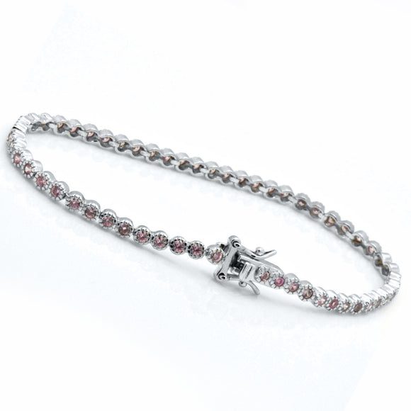 925 Sterling Silver Sapphire Dainty Tennis Milgrain Bracelet