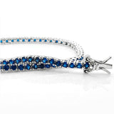 925 Sterling Silver Created Round Cut Blue Sapphire Tennis Bracelet