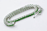 925 Sterling Silver Created Round Cut Green Emerald Tennis Bracelet