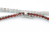 925 Sterling Silver Created Round Cut Red Ruby Tennis Bracelet