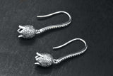 Sterling Silver Floral Vintage Style Rose Flower Dangle Fish Hook Earrings