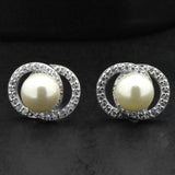 Sterling Silver Vintage Style Pearl Stud Halo Earrings