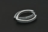 Sterling Silver V Shaped Simulated Diamond Hinged Hoop Earrings