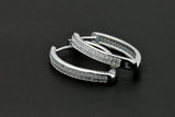 Sterling Silver V Shaped Simulated Diamond Hinged Hoop Earrings