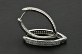 Sterling Silver V Shaped Simulated Diamond Hinged Hoop Earrings