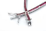 925 Sterling Silver Created Red Ruby Princess Cut Tennis Bracelet