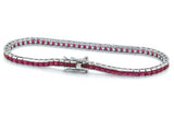 925 Sterling Silver Created Red Ruby Princess Cut Tennis Bracelet