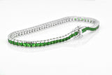 925 Sterling Silver Princess Cut Green Emerald Tennis Bracelet