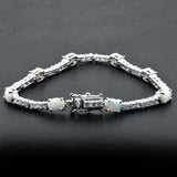 925 Sterling Silver White Opal 7-inch Tennis Bracelet