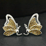 Sterling Silver Created Yellow Sapphire Butterfly Stud Earrings