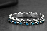 925 Sterling Silver Blue Topaz Wave Eternity Crown Stackable Ring Band