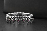 925 Sterling Silver Pink Sapphire Eternity Crown Heart Ring Band