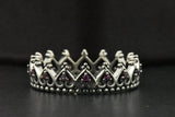 925 Sterling Silver Pink Sapphire Eternity Crown Heart Ring Band