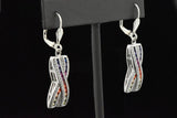 Sterling Silver Rainbow Created Sapphire X Design Earrings