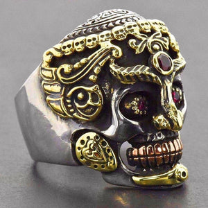 Sterling Silver Memento-Mori Day of the Dead Buddha Gothic Ring