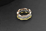 Sterling Silver Stackable Eternity Tricolor Pink White Yellow Wave Ring Band Set