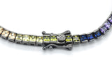 Sterling Silver Black Platinum Rainbow Created Sapphire Round Cut 7-in Tennis Bracelet