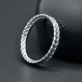 925 Sterling Silver Stackable Dainty Small Wheat Leaf Wave Band Ring