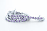 925 Sterling Silver Purple Amethyst Dainty Tennis Milgrain Bracelet