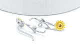 Sterling Silver Yellow Gold Vermeil SunFlower/Daisy Flower Floral Ear Wire Earrings