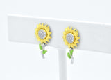 Sterling Silver Yellow Gold Vermeil SunFlower/Daisy Flower Floral Stud Dangle Earrings
