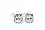 Sterling Silver 14k Gold Vermeil Sugar SKull Kitty Cat Animal Dangle Earrings