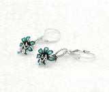 Sterling Silver Dream Floral Blue Enamel Flower Blue Topaz Stud Earrings